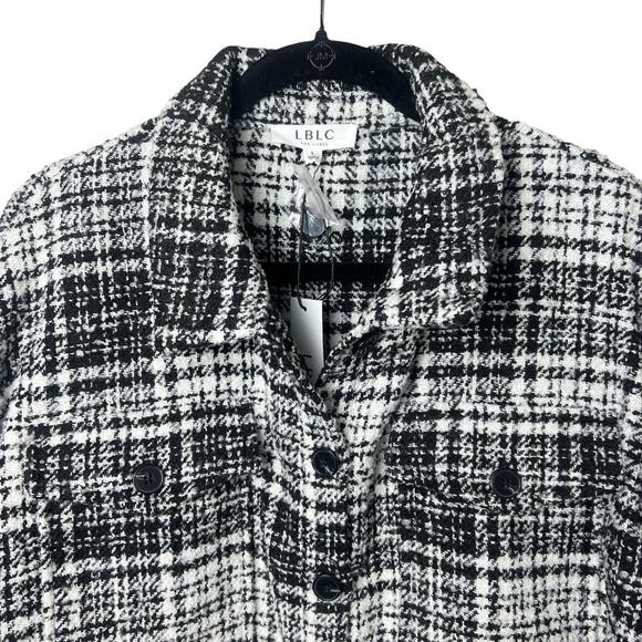 NWT LBLC The Label Pamela Black White Plaid Button-Up Shirt Jacket Shacket Sz L - Picture 4 of 11
